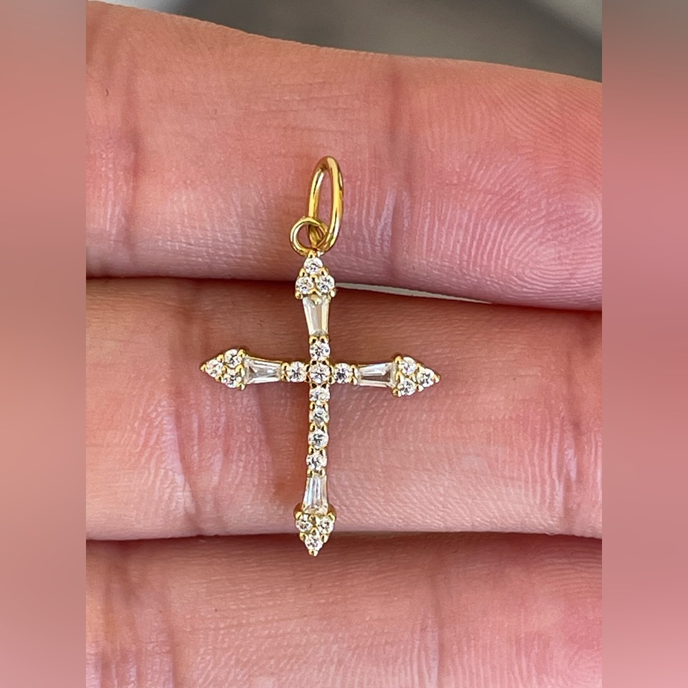 925 Sterling Silver Gold Plate CZ Cross
Pendant